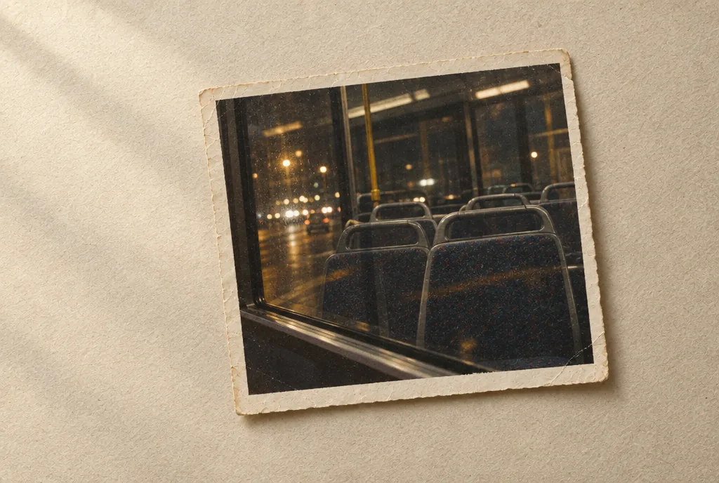 Placeholder photograph of a paper slip on a dark seat